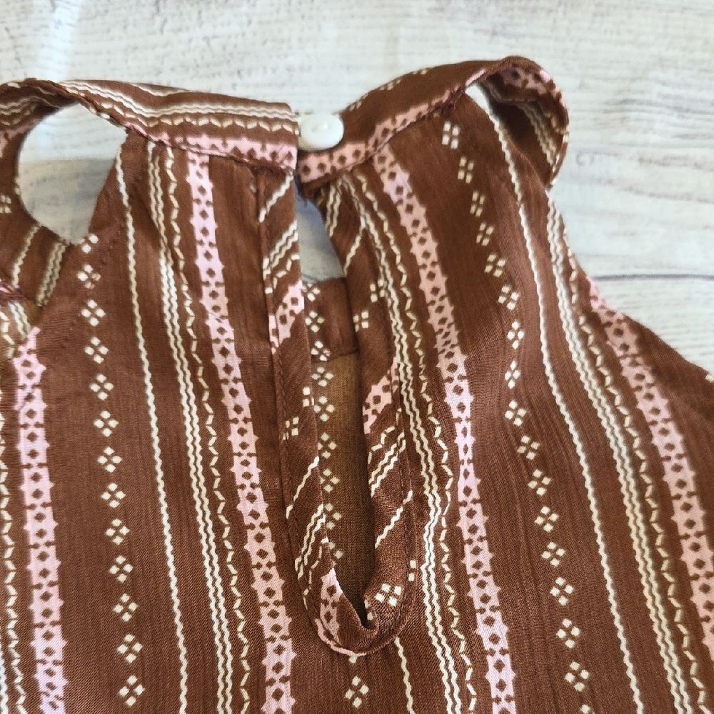 SHEIN Brown and White Halter Tiered Sundress - Picture 5 of 6